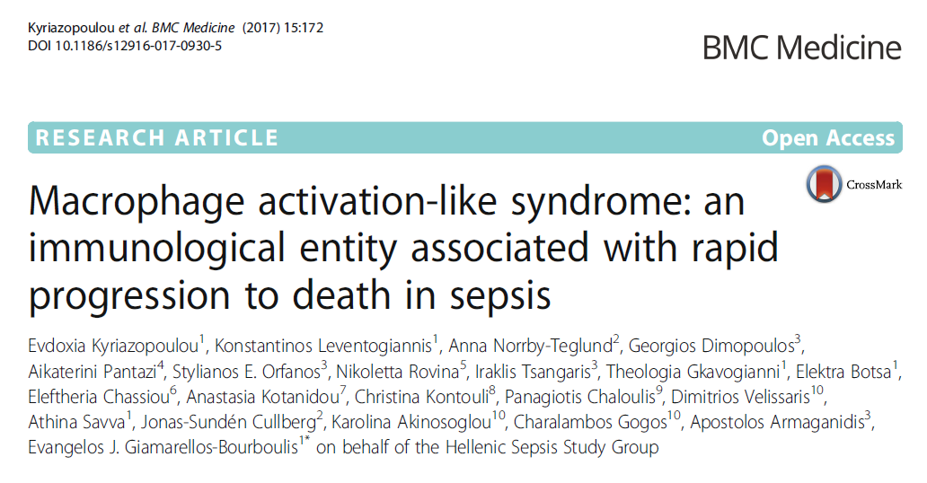 Macrophage activation-like syndrome in sepsis