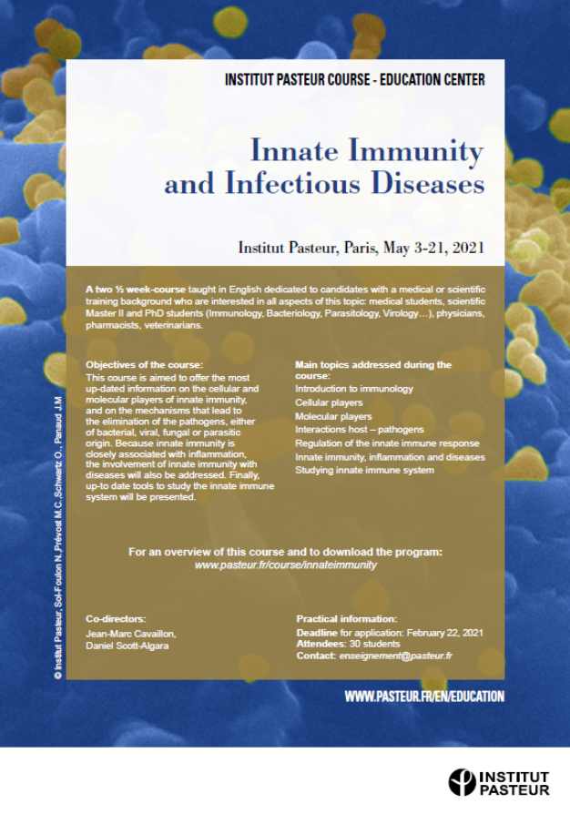 Pasteur course – innate immunity and infectious diseases